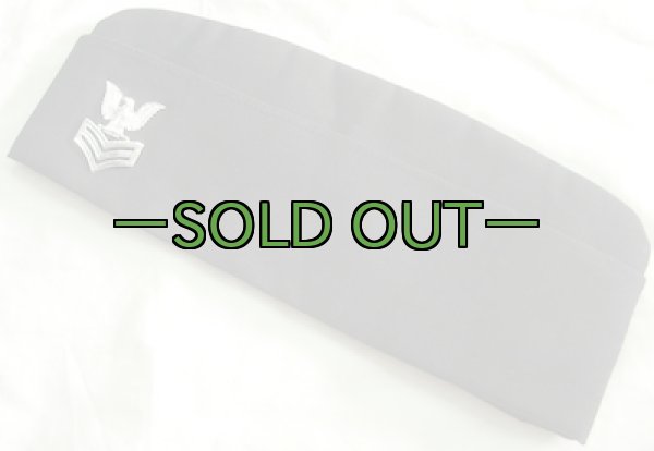 画像2: ギャリソンキャップ　NAVY　黒　NAVY　E-6階級バッチ付 (2)