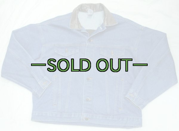 画像2: レザーデニムジャケット　Lサイズ　MCエンボス加工　中古上 (2)