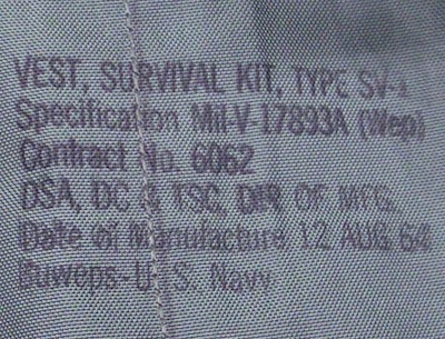 SV-1サバイバル ベスト 極上品 60年代 - いは軍払い下げ品店